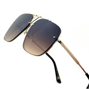 Sunglasses Gold Frame Brown Gradient Lens Fashion Shades Retro Classic UV400 New